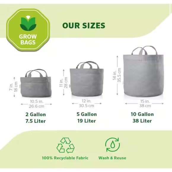NWT-Coolaroo Round 12.0-in W Gray Fabric Indoor/Outdoor Grow bag - Picture 2 of 6